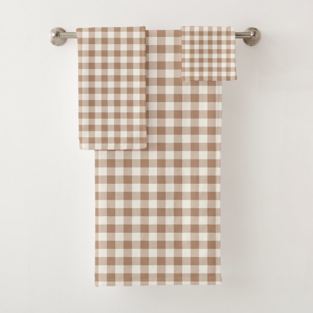 Motif Gingham Carreaux Vichy Ecossais Brun Beige (En situation)