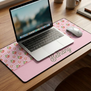 Motif Gingham Fraise à Carreaux Roses
