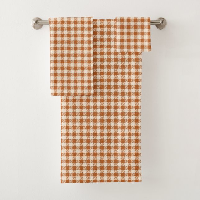Motif Gingham Orange Brûlé Automnal carreauté (En situation)
