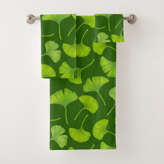 Motif Ginkgo sur vert foncé (En situation)