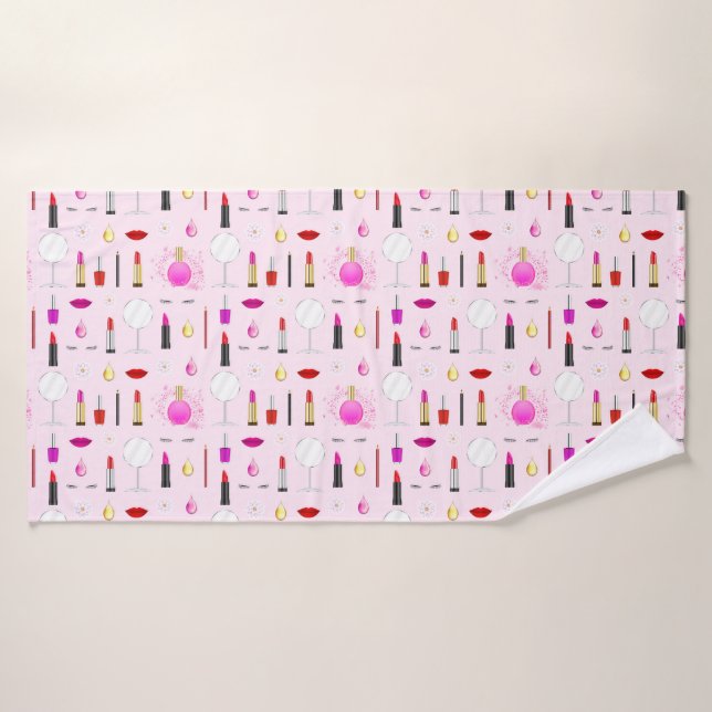 Motif Glamour de Maquilleuse Rose (Serviette de bain)