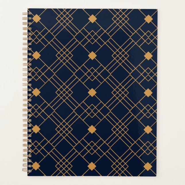Motif Gold art déco sur arrière - plan bleu foncé (Devant)