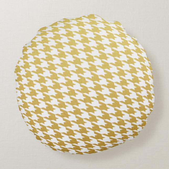 Motif Gold Houndstooth Coussin rond (Dos)
