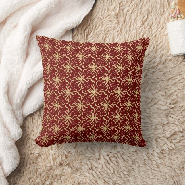 Motif Gold Swirl sur oreiller Maroon Red Thlow (Couverture)