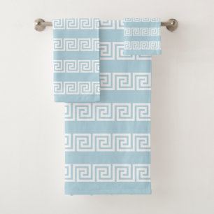 Motif grec blanc élégant sur fond bleu clair