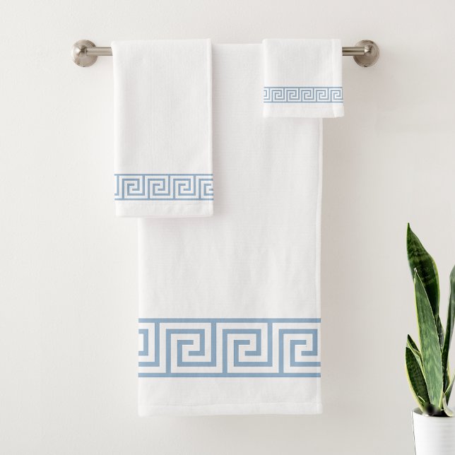 Motif grec bleu clair sur fond blanc (Créateur téléchargé)