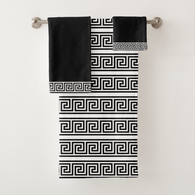 Motif Grec Élégant Noir et Blanc (En situation)