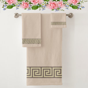 Motif grec élégant sur beige sable et marron