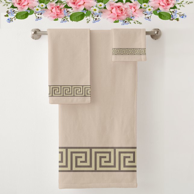 Motif grec élégant sur beige sable et marron (Créateur téléchargé)