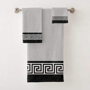 Motif grec noir élégant sur gris clair et noir