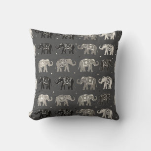 Motif gris éléphant Lin Look Coussin