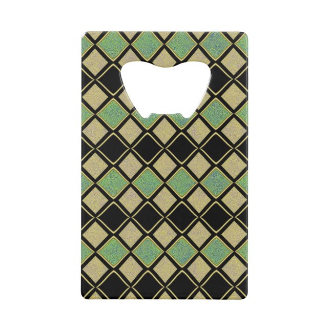 Motif Harlequin en Or, Vert et Noir  (Devant)