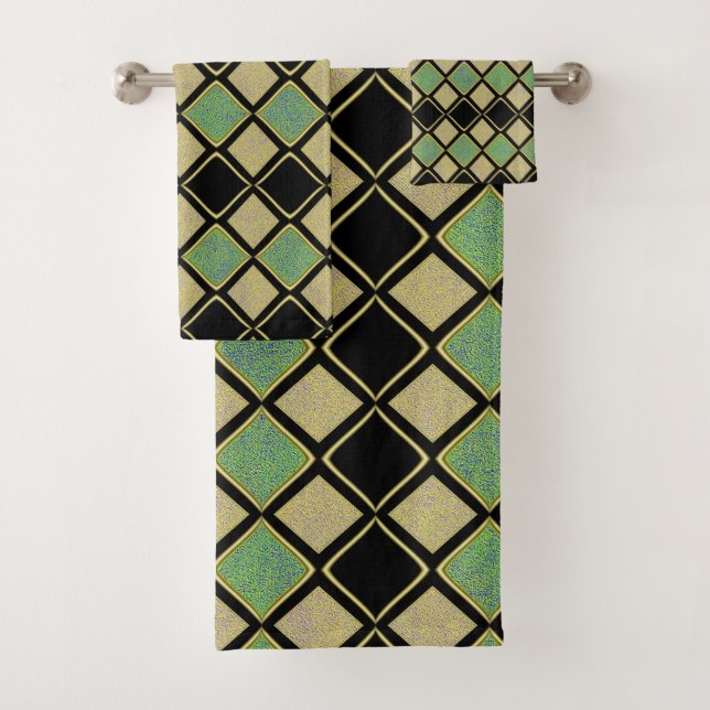 Motif Harlequin en Or, Vert et Noir  (En situation)