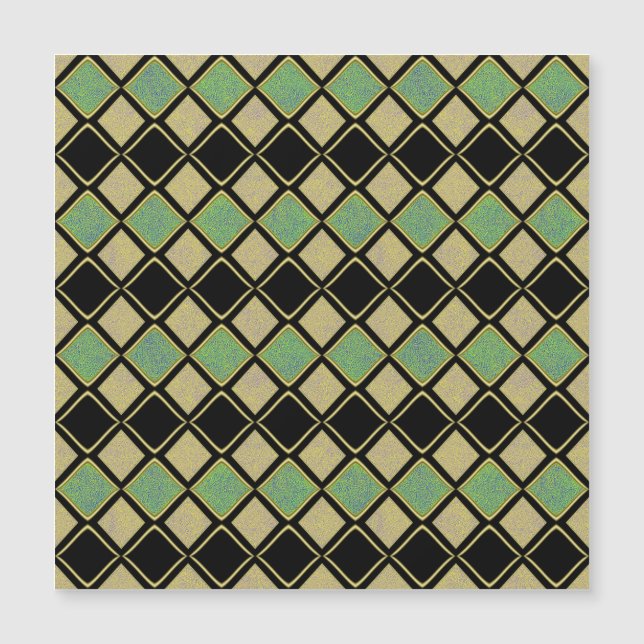 Motif Harlequin Vert et Or Carte Magnétique  (Devant)