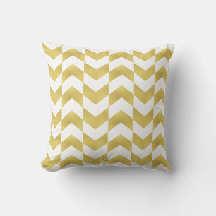 Motif Herringbone Gold et Coussin blanc