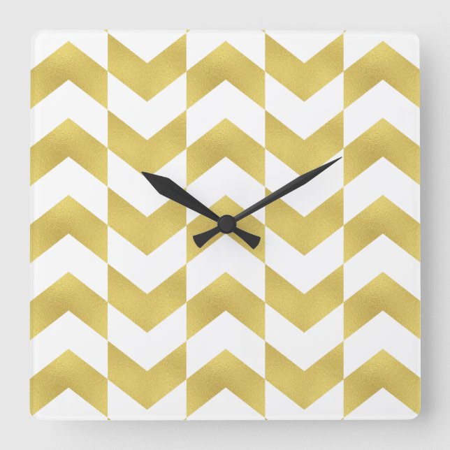 Motif Herringbone Gold & White Horloge (Recto)