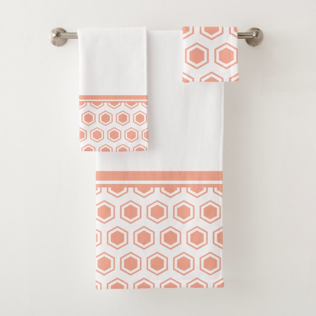 Motif hexagonal abricot et blanc (En situation)