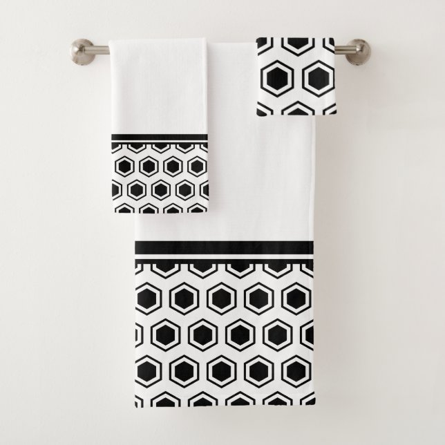 Motif hexagonal noir et blanc gras (En situation)