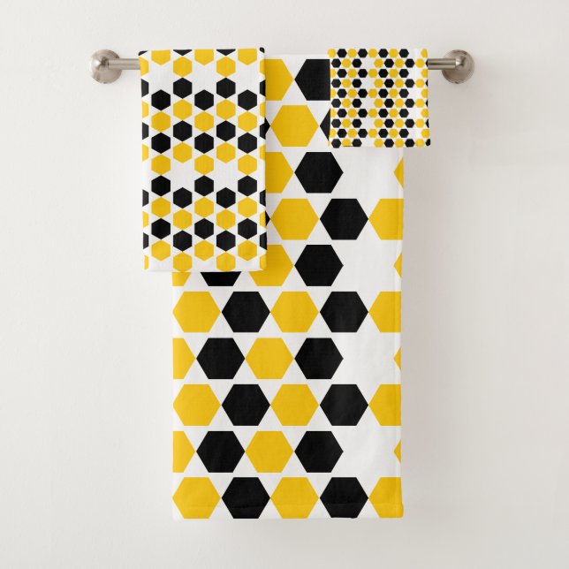 Motif hexagramme Hex Noir Noir Jaune (En situation)