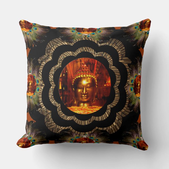 Motif hippie de mandala du coussin | Bouddha (Recto)
