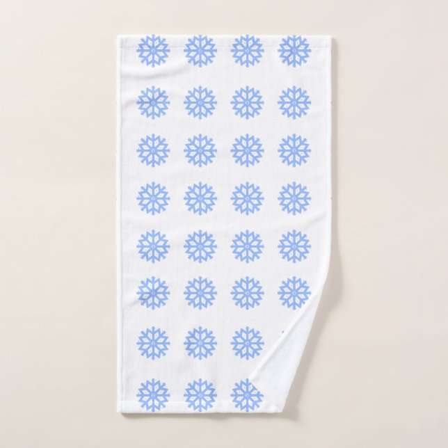 Motif hivernal flocon de neige bleu clair (Serviette à main)