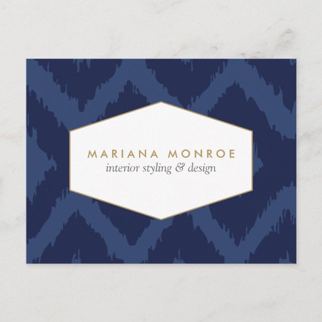 Motif Ikat en Blue Designer Carte postale (Devant)
