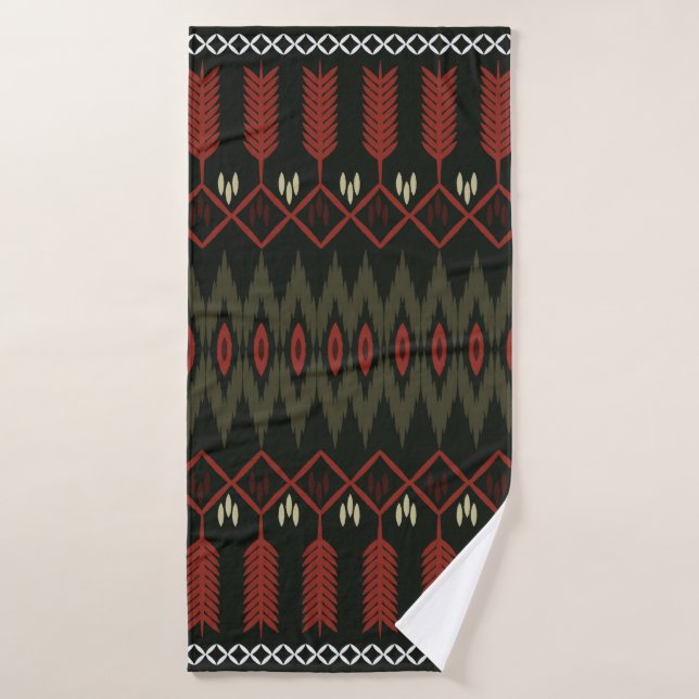 motif ikat. Ornement géométrique sans couture. Eth (Serviette de bain)