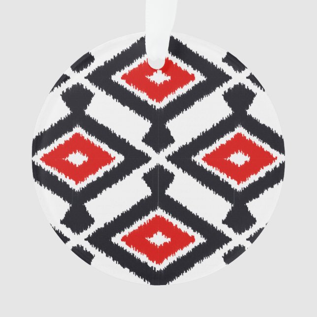 Motif Ikat - Rouge foncé, noir et blanc (devant)