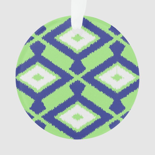 Motif Ikat - Vert, Indigo Bleu et Blanc (devant)