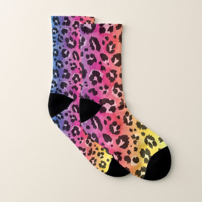 Motif Imprimé Animal Léopard Guépard Arc-en-Ciel (Paire)