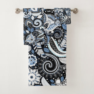 Motif imprimé paisley blanc et bleu