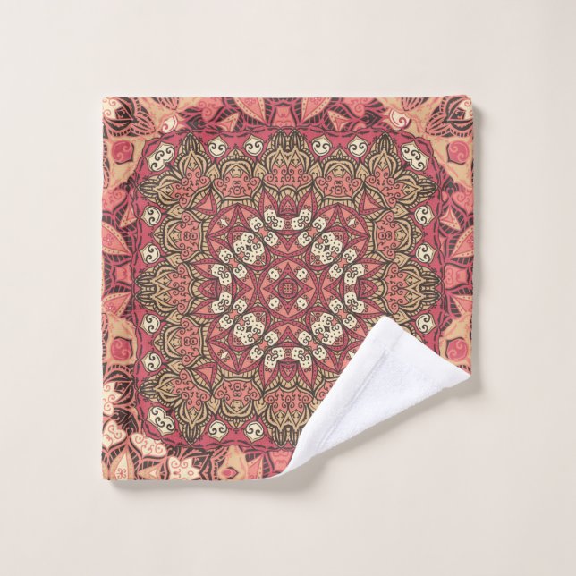 Motif indien abstrait médaillon. Boho et gypsy  (Gant de toilette)