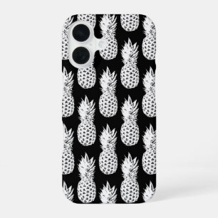 Motif iPhone 16 coque noir et blanc pour ananas