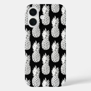 Motif iPhone 16 coque noir et blanc pour ananas