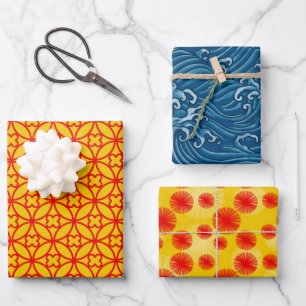 motif japonais cool Enveloppement Feuilles papier