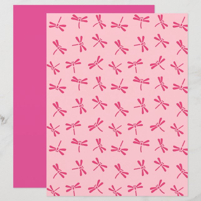 Motif japonais de libellules, Coral clair rose (Devant / Derrière)