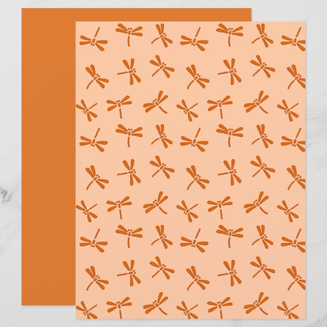 Motif japonais de libellules, Coral Orange (Devant / Derrière)