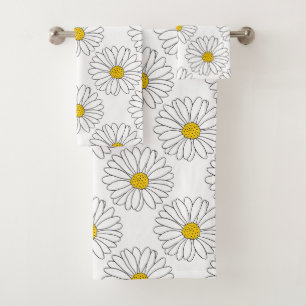 Motif jaune de marguerite blanche