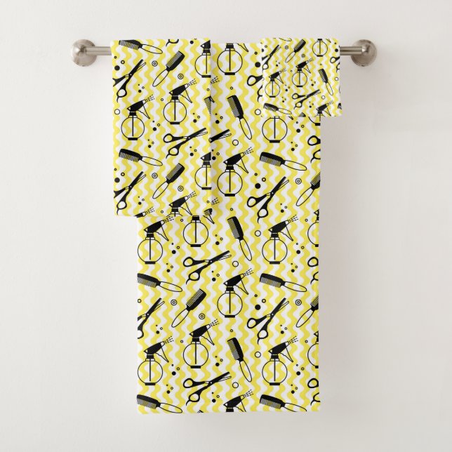 Motif jaune d'outil de coiffeur (En situation)