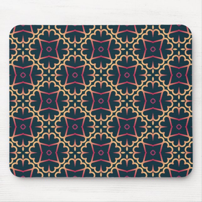 motif jaune rouge sans couture sur tapis de souris (Devant)