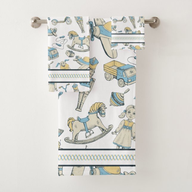 Motif Jouet vintage bleu/jaune ID783 (En situation)