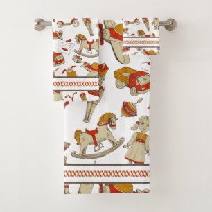 Motif Jouet vintage Rouge/Gold ID783