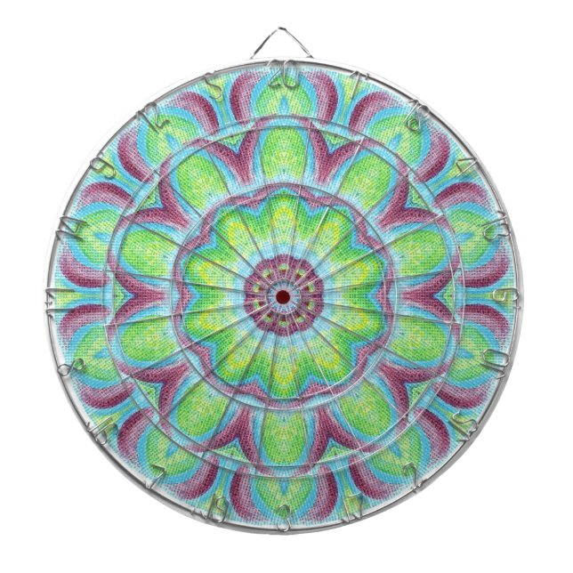 Motif kaléidoscope bleu violet Cible de flechettes (Devant)