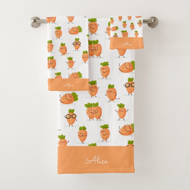 Motif kawaii de carottes amusantes (En situation)