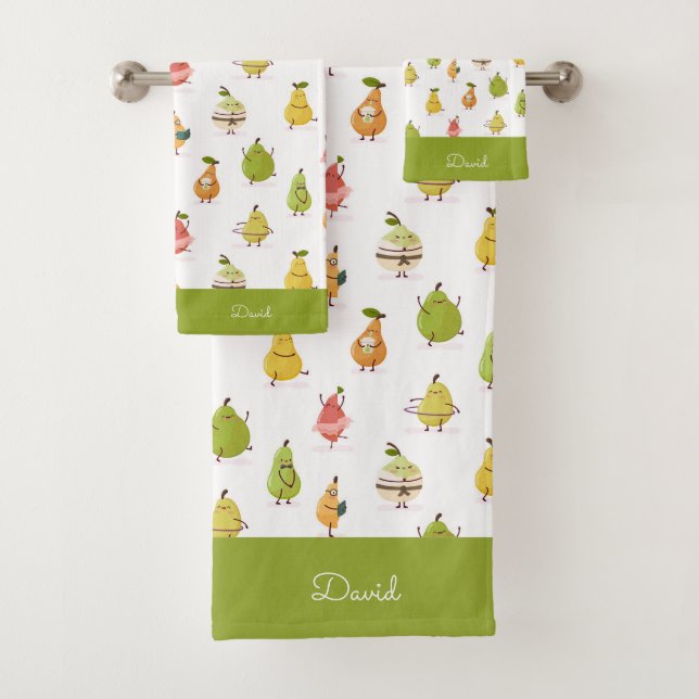 Motif kawaii de poires amusantes (En situation)