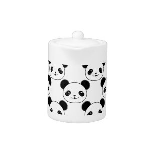Motif Kawaii Panda En Noir Et Blanc