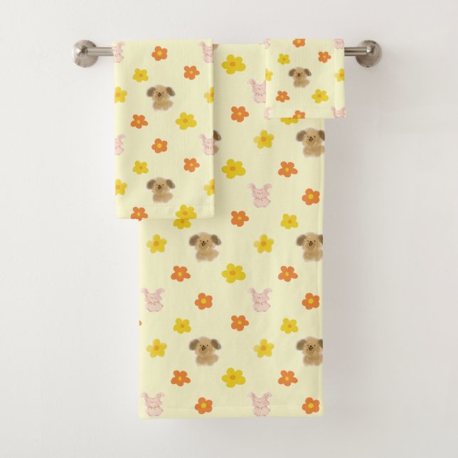 Motif lapin et chiot (En situation)