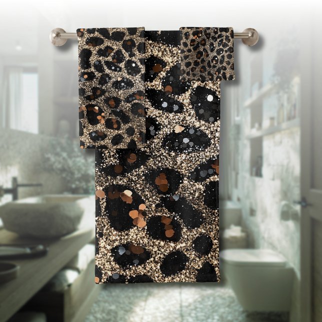 Motif Léopard Brun Noir Or Paillettes Luxe (Créateur téléchargé)
