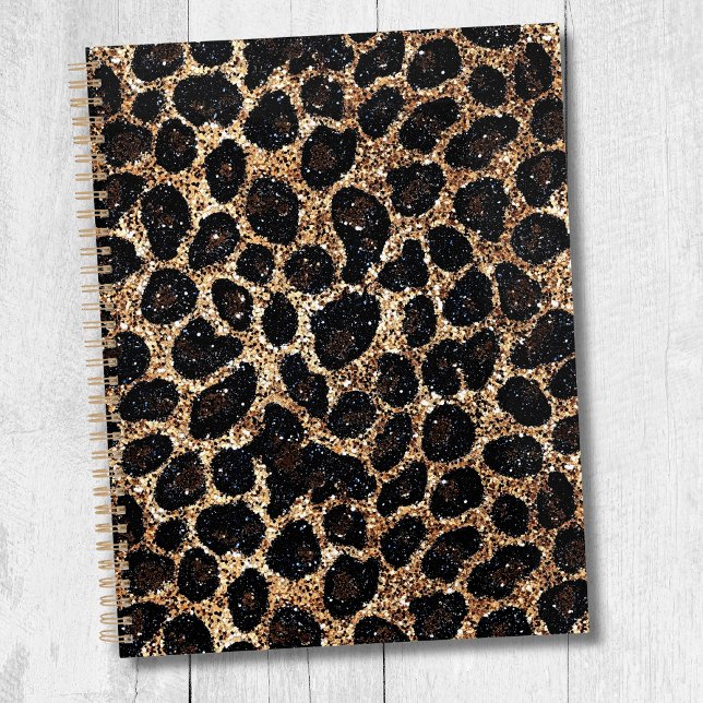 Motif léopard noir marron or pailleté de luxe (Créateur téléchargé)
