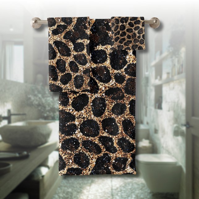Motif léopard noir marron or pailleté de luxe (Créateur téléchargé)